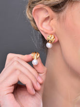 Gold Studs with Pearl Drop